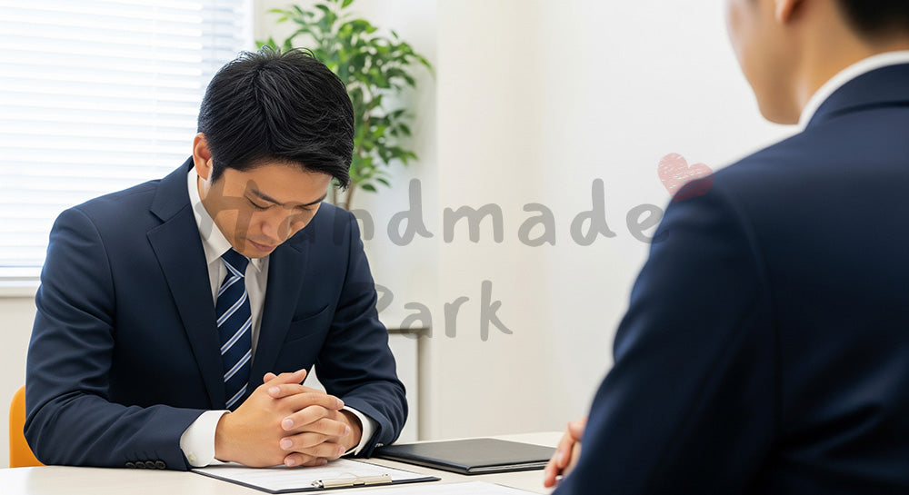 フリー素材 無料 写真｜提案前の傾聴を表現 日本人営業が真剣に聞く商談シーン 採用向け写真｜SNS投稿のアイキャッチ画像向け