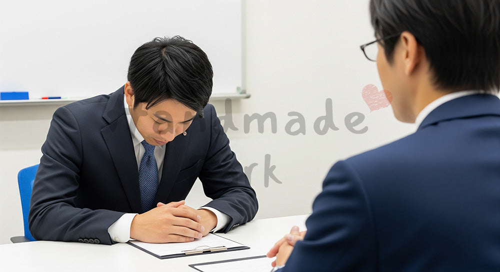 フリー素材 無料 写真｜提案前の傾聴を表現 日本人営業が真剣に聞く商談シーン 採用向け写真｜記事・スライドの差し込みに
