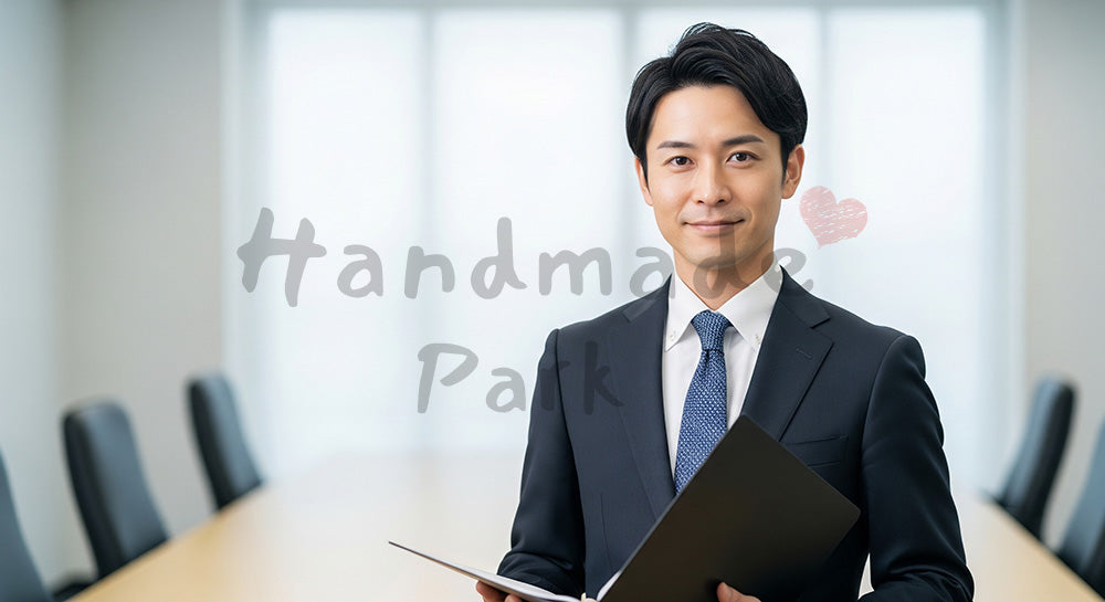 フリー素材 無料 写真｜採用向け 日本人営業の自信と誠実さが伝わるオフィスプロフィール写真｜記事・スライドの差し込みに