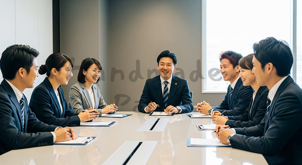 フリー素材 無料 写真｜採用向け 日本の会議室で対等に議論し納得する日本人営業の協働シーン写真｜記事・スライドの差し込みに